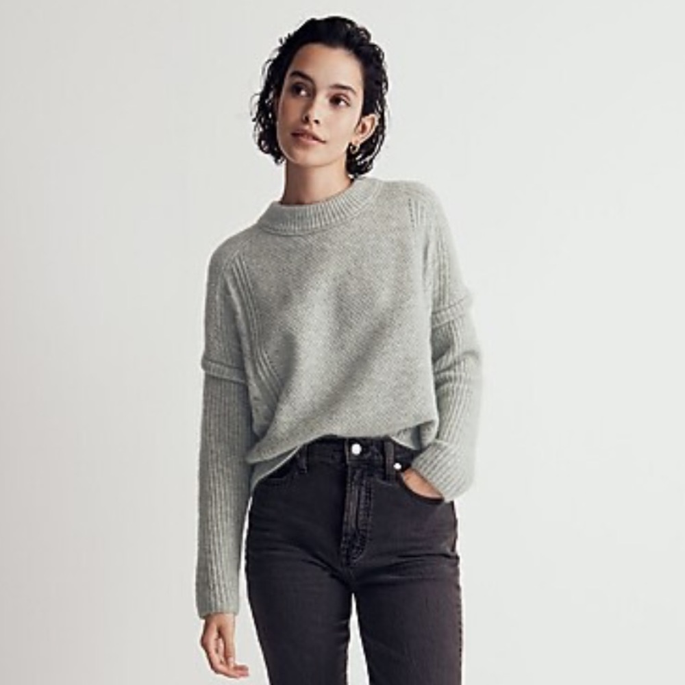 Madewell Heather Light Green Crewneck Sweater